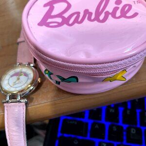 WOMEN'S BARBIE WATCH WITH SECOND HAND AND BARBIE ZIPPER BAG TO CARRY WATCH